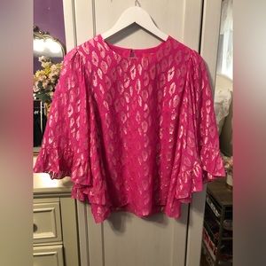 Lilly Pulitzer Francis Silk Flounce Sleeve Blouse